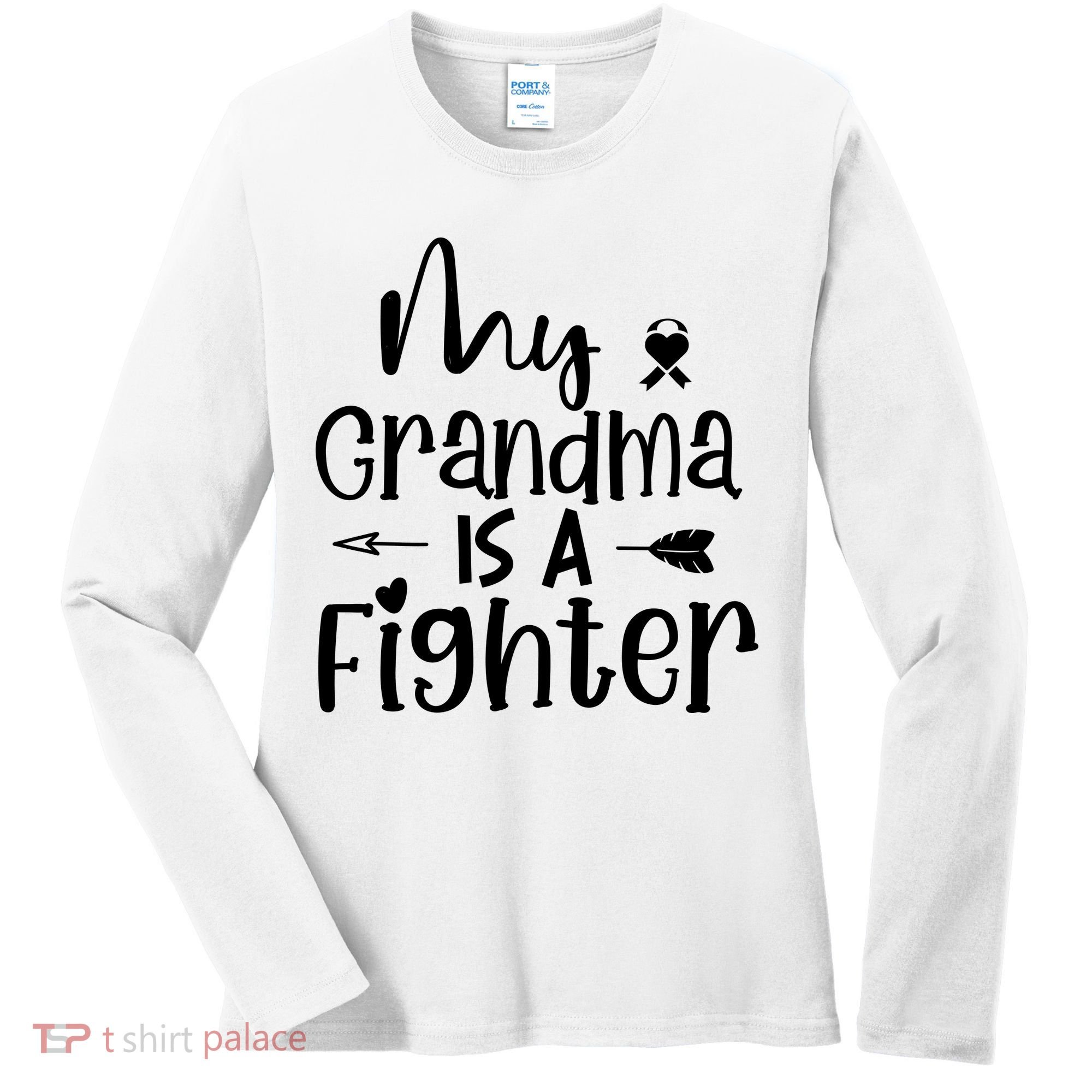 My Grandma Is A Fighter Breast Cancer Awareness Women's Long Sleeve Shirt