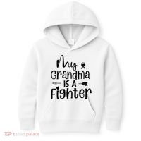 My Grandma Is A Fighter Breast Cancer Awareness Kids Hoodie thumb 0