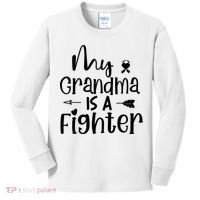 My Grandma Is A Fighter Breast Cancer Awareness Kids Long Sleeve Shirt thumb 0