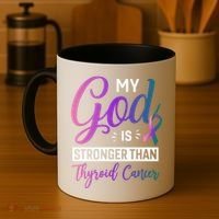 My God Is Stronger Then Thyroid Cancer Coffee Mug thumb 4