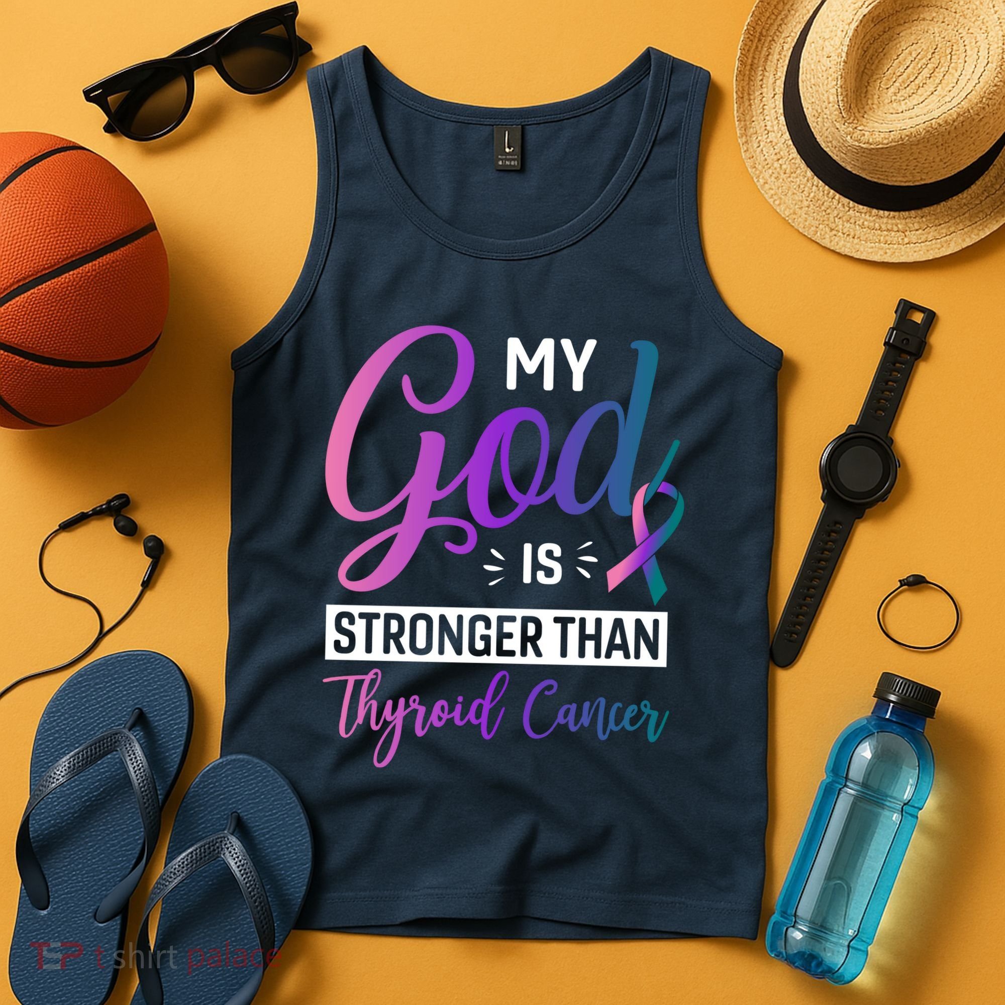 My God Is Stronger Then Thyroid Cancer Tank Top