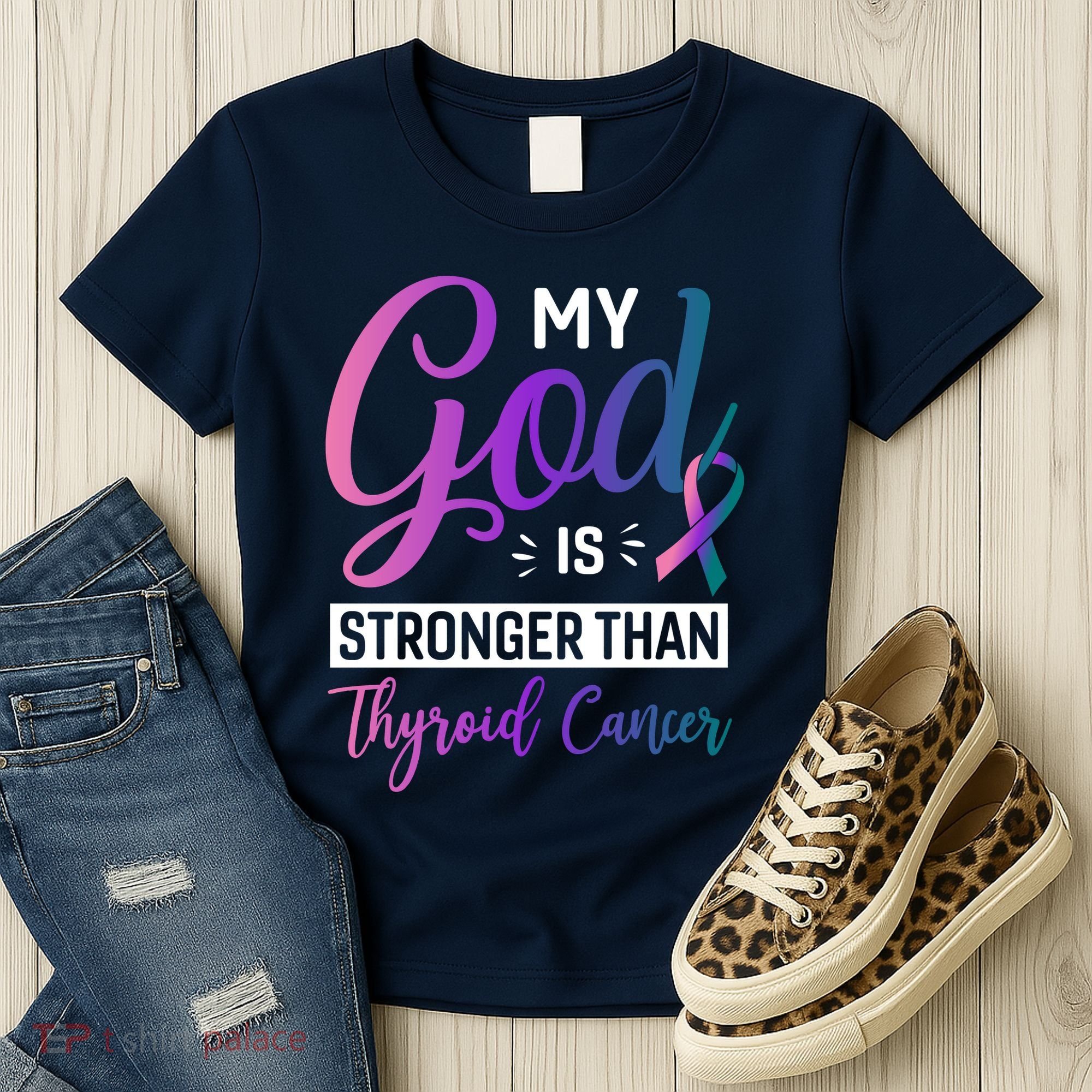 My God Is Stronger Then Thyroid Cancer Women's T-Shirt