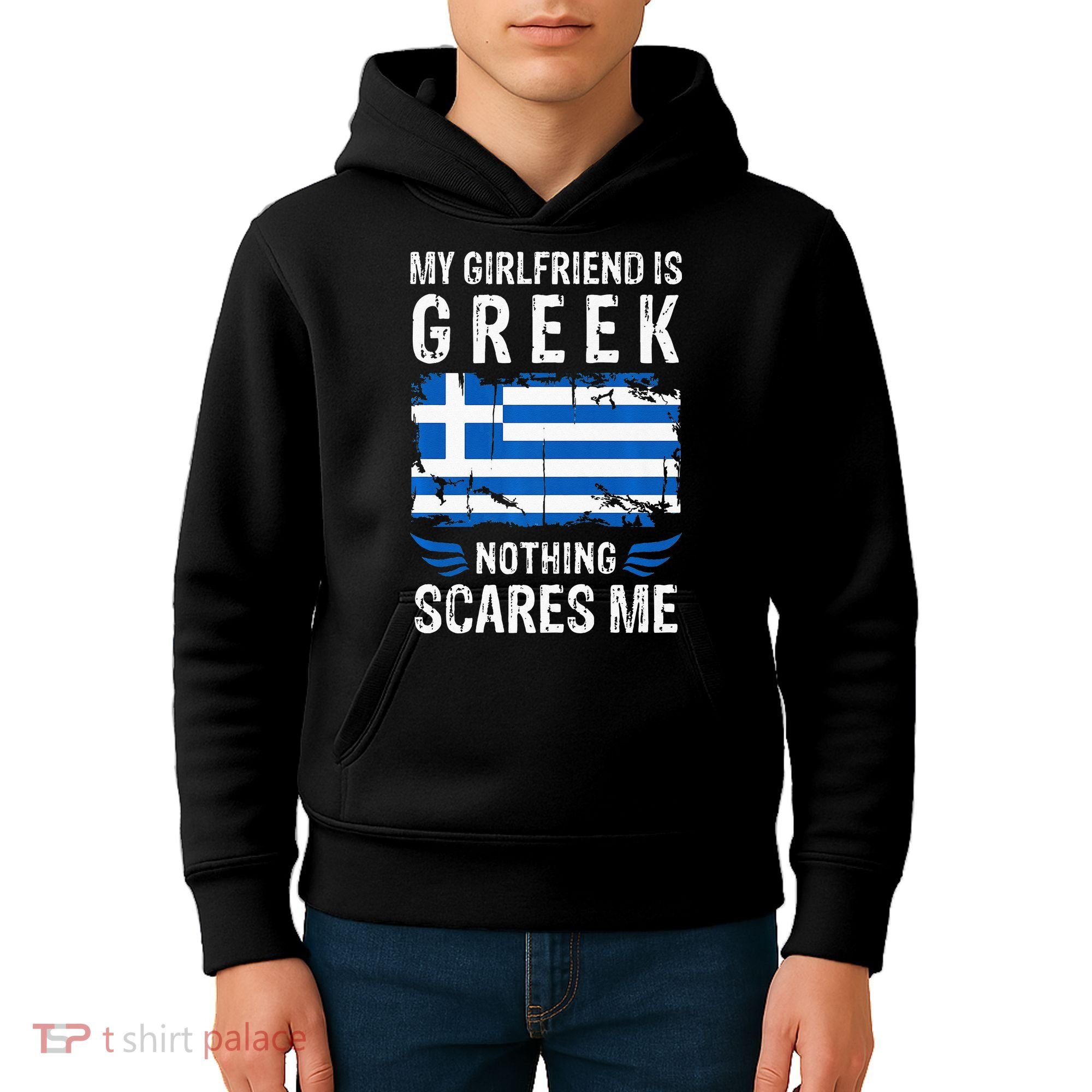 My Girlfriend Is Greek Nothing Scares Me Greece Flag Kids Hoodie