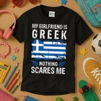 My Girlfriend Is Greek Nothing Scares Me Greece Flag Kids T-Shirt thumb 3