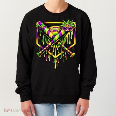 Mardi Gras Ice Cream Drip Baseball Women's Sweatshirt