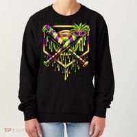Mardi Gras Ice Cream Drip Baseball Women's Sweatshirt thumb 0