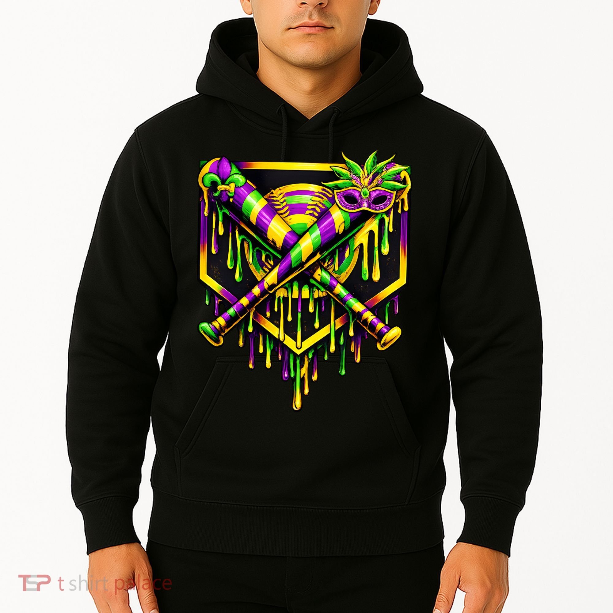 Mardi Gras Ice Cream Drip Baseball Hoodie