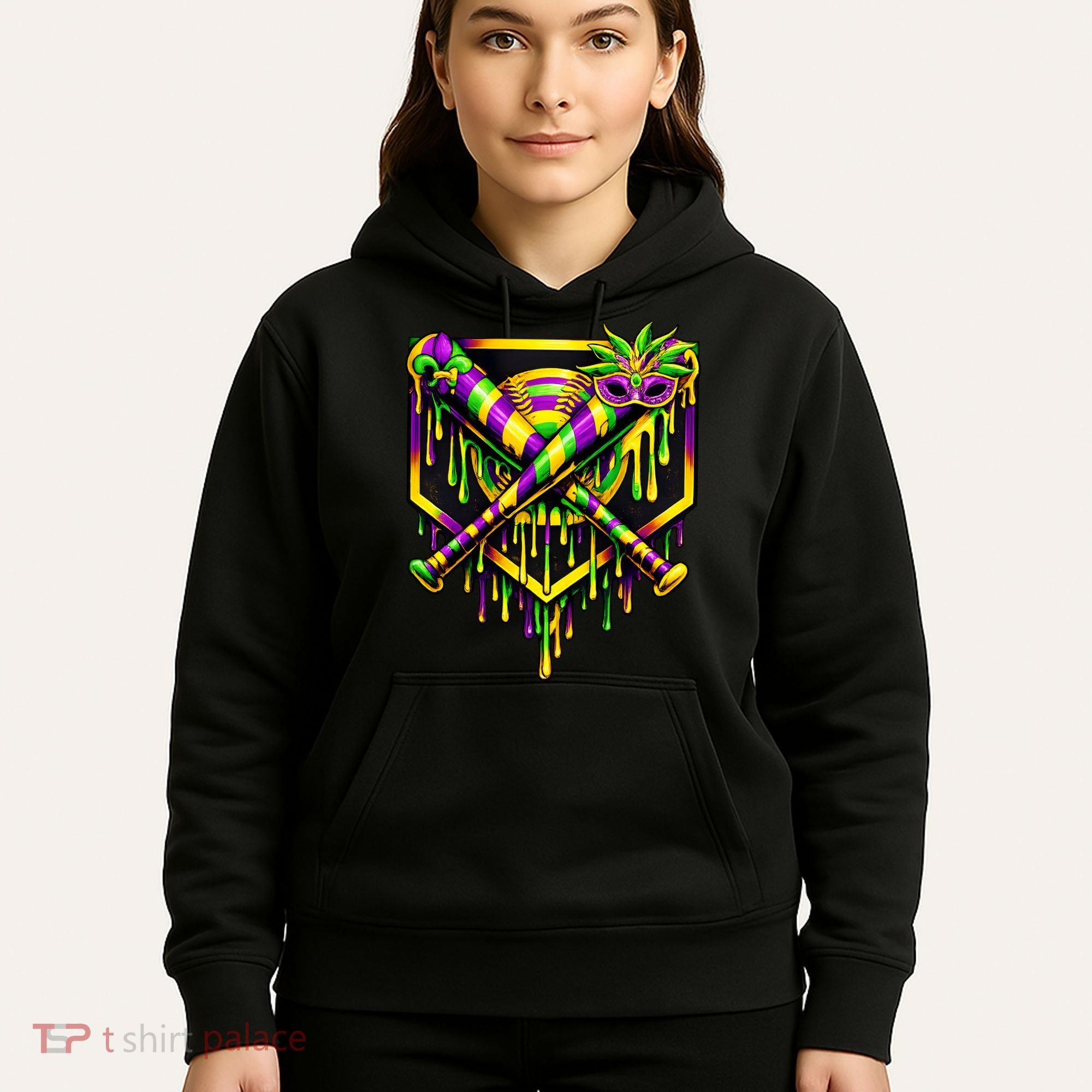 Mardi Gras Ice Cream Drip Baseball Hoodie