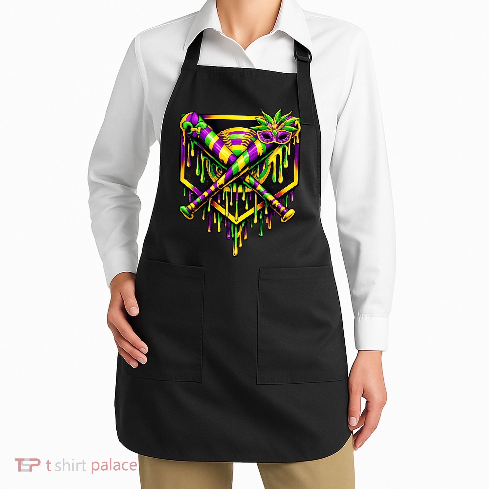 Mardi Gras Ice Cream Drip Baseball Apron