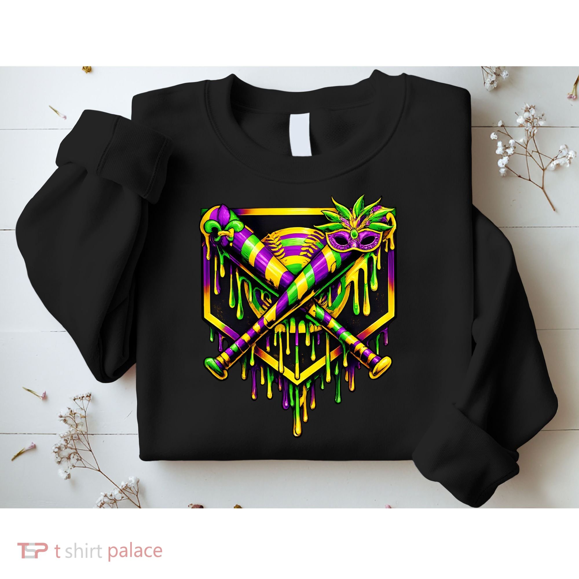 Mardi Gras Ice Cream Drip Baseball Sweatshirt