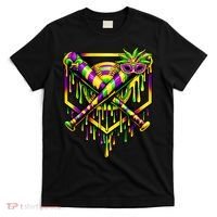 Mardi Gras Ice Cream Drip Baseball T-Shirt thumb 0