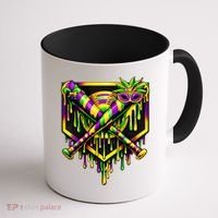 Mardi Gras Ice Cream Drip Baseball Coffee Mug thumb 1