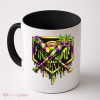 Mardi Gras Ice Cream Drip Baseball Coffee Mug thumb 0