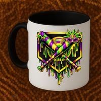 Mardi Gras Ice Cream Drip Baseball Coffee Mug thumb 2