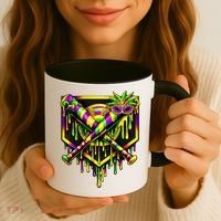 Mardi Gras Ice Cream Drip Baseball Coffee Mug thumb 3