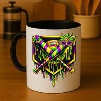 Mardi Gras Ice Cream Drip Baseball Coffee Mug thumb 4