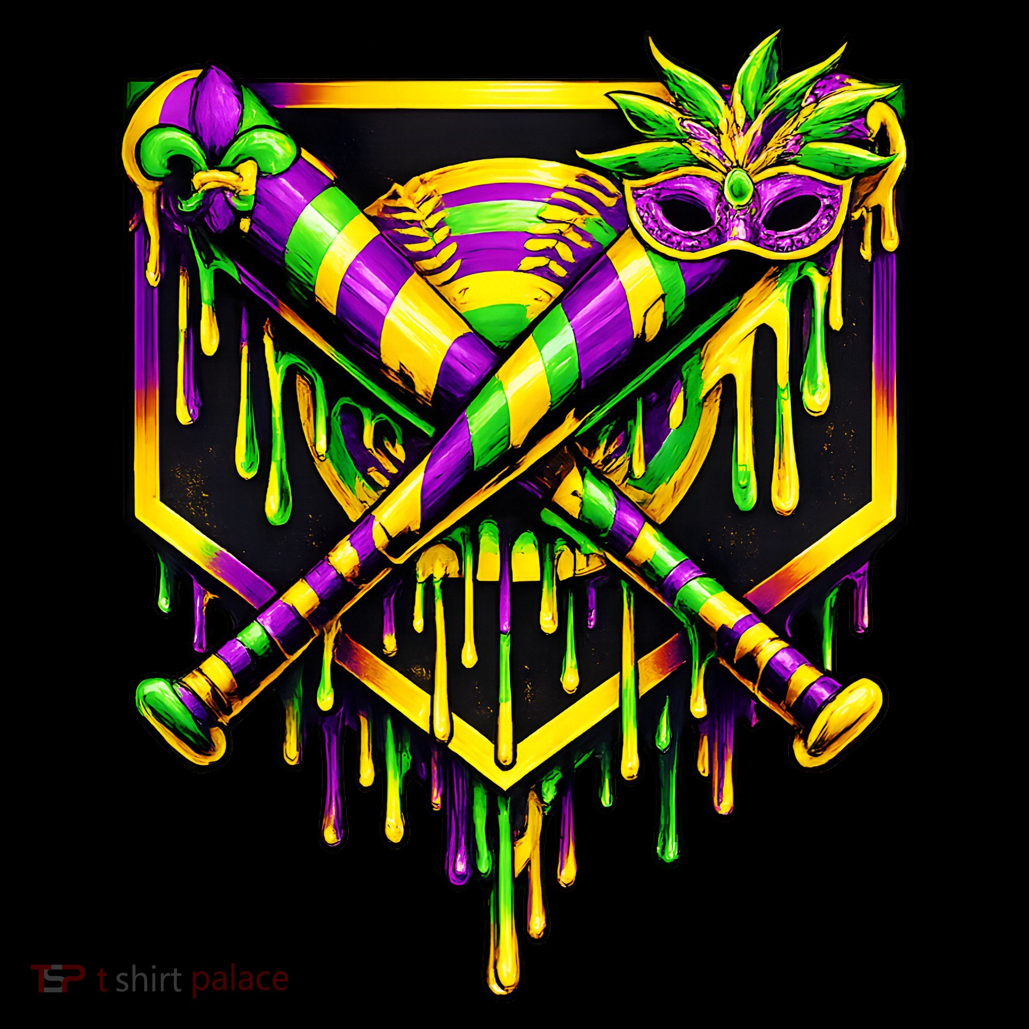Mardi Gras Ice Cream Drip Baseball Coffee Mug