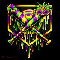 Mardi Gras Ice Cream Drip Baseball Coaster thumb 2