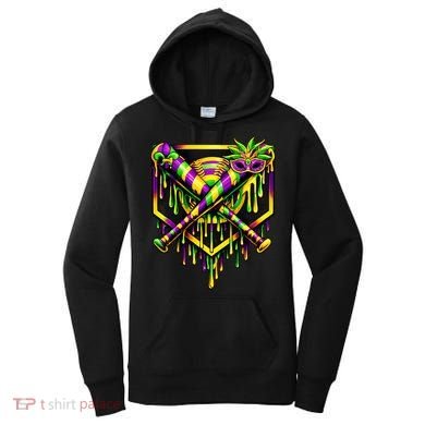 Mardi Gras Ice Cream Drip Baseball Women's Hoodie