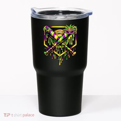 Mardi Gras Ice Cream Drip Baseball Tumbler