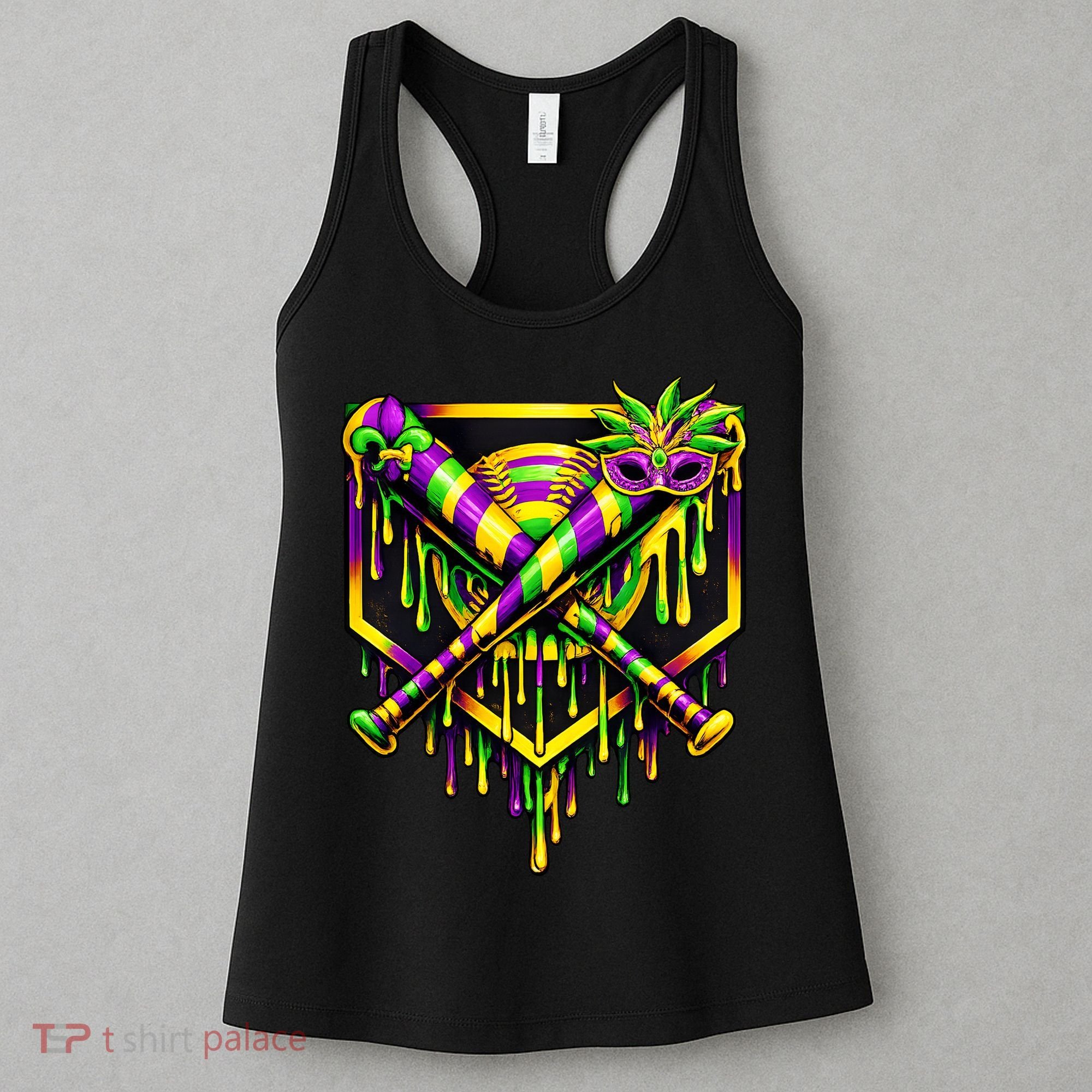 Mardi Gras Ice Cream Drip Baseball Women's Tank Top