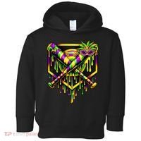 Mardi Gras Ice Cream Drip Baseball Toddler Hoodie thumb 0