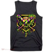 Mardi Gras Ice Cream Drip Baseball Tank Top thumb 0