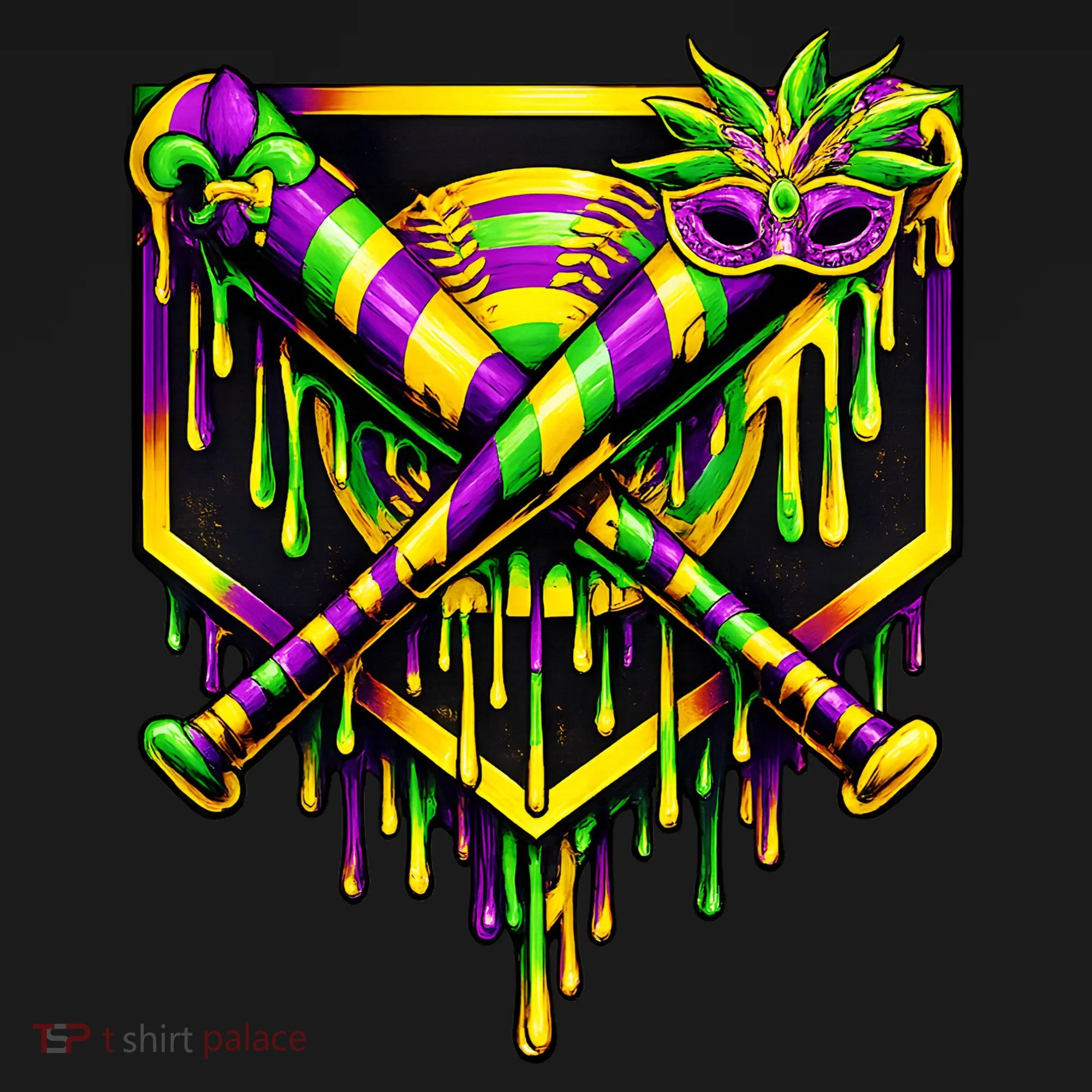 Mardi Gras Ice Cream Drip Baseball Tank Top