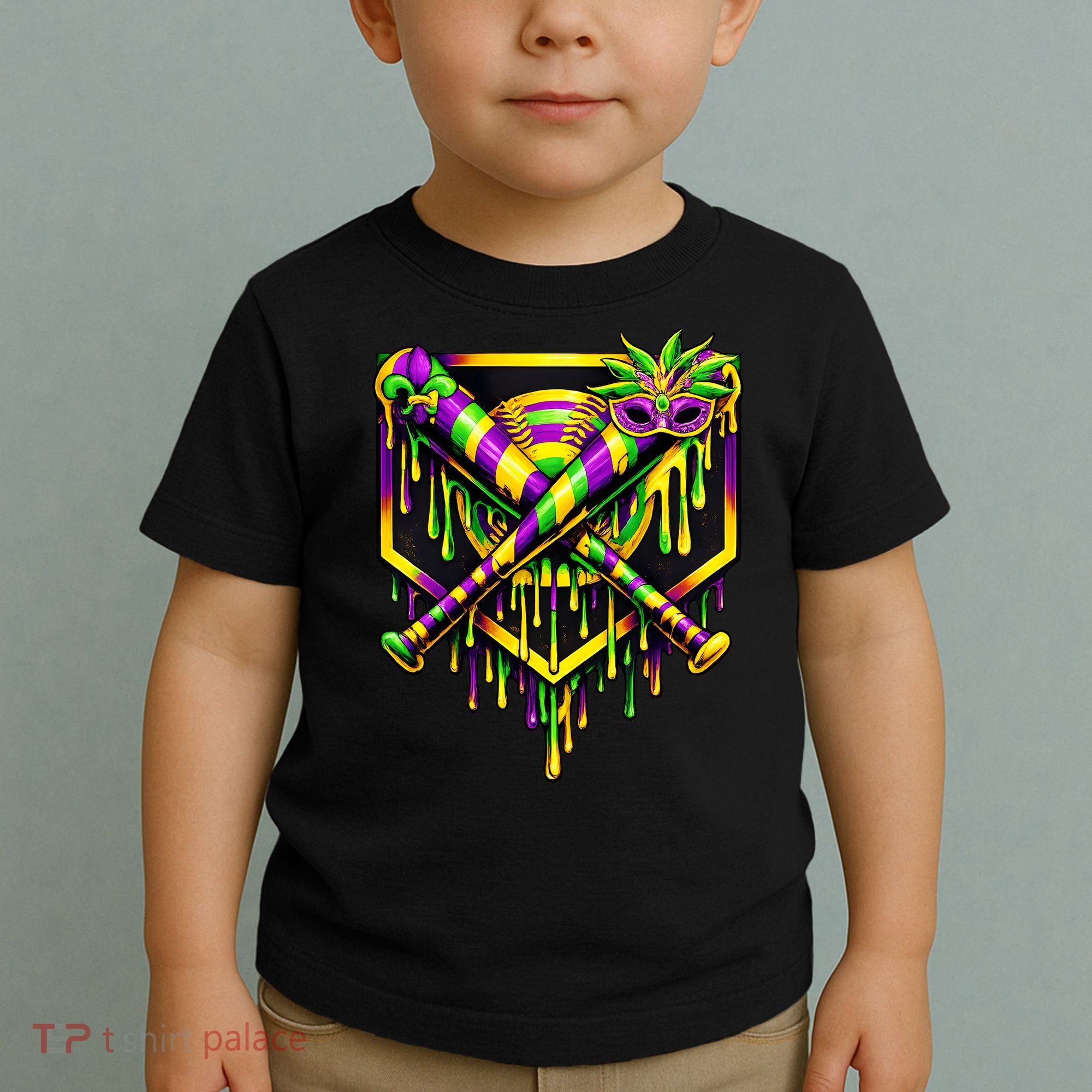 Mardi Gras Ice Cream Drip Baseball Toddler T-Shirt