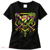 Mardi Gras Ice Cream Drip Baseball Women's T-Shirt thumb 0