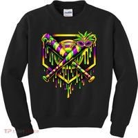 Mardi Gras Ice Cream Drip Baseball Kids Sweatshirt thumb 0