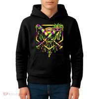 Mardi Gras Ice Cream Drip Baseball Kids Hoodie thumb 4