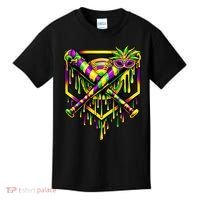 Mardi Gras Ice Cream Drip Baseball Kids T-Shirt thumb 0