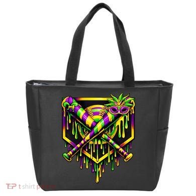 Mardi Gras Ice Cream Drip Baseball Tote Bag