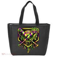 Mardi Gras Ice Cream Drip Baseball Tote Bag thumb 0