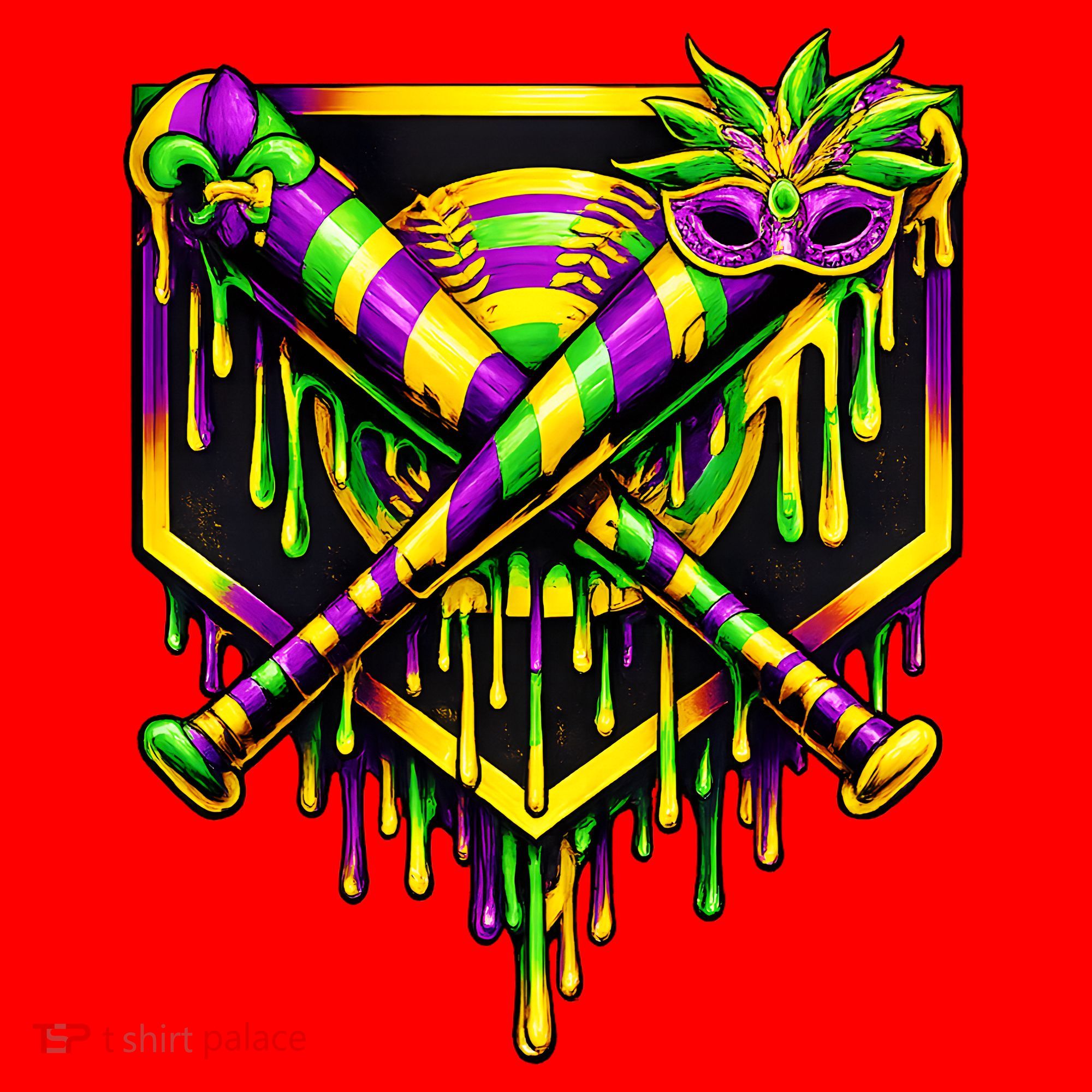 Mardi Gras Ice Cream Drip Baseball Santa Hat
