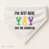 Mardi Gras Im Just Here For The Crawfish USA-Made Doggie Bandana thumb 0