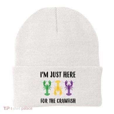 Mardi Gras Im Just Here For The Crawfish Beanie