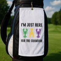 Mardi Gras Im Just Here For The Crawfish Golf Towel thumb 2