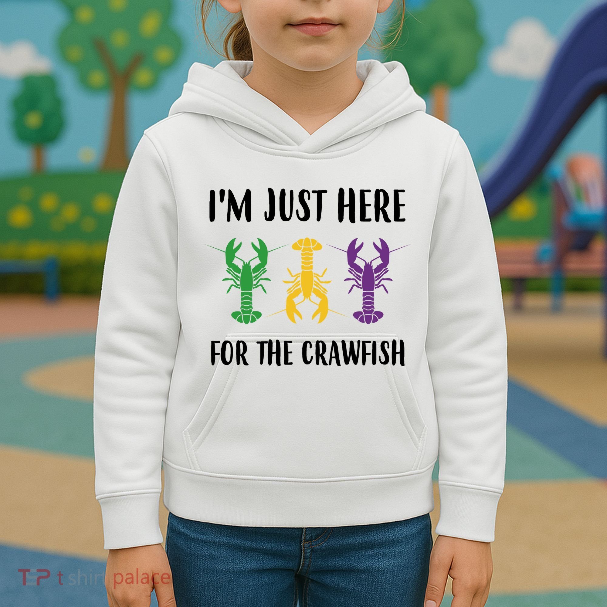 Mardi Gras Im Just Here For The Crawfish Kids Hoodie