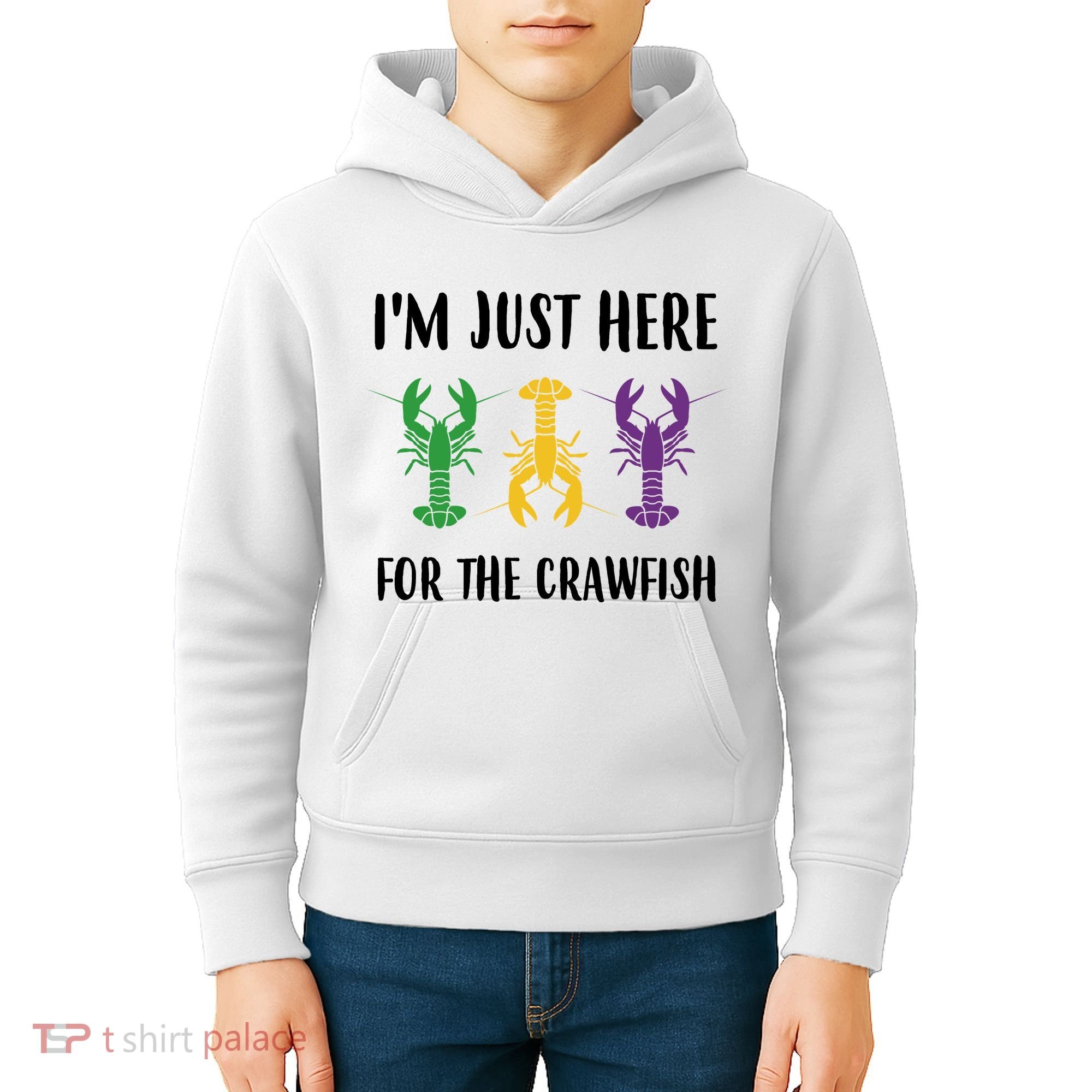 Mardi Gras Im Just Here For The Crawfish Kids Hoodie