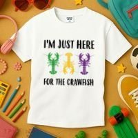 Mardi Gras Im Just Here For The Crawfish Kids T-Shirt thumb 3