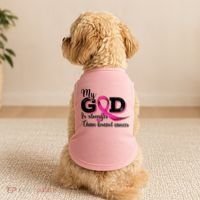 My God Is Stronger Than Funny Ribbon Pink Breast Cancer Doggie Tank thumb 2
