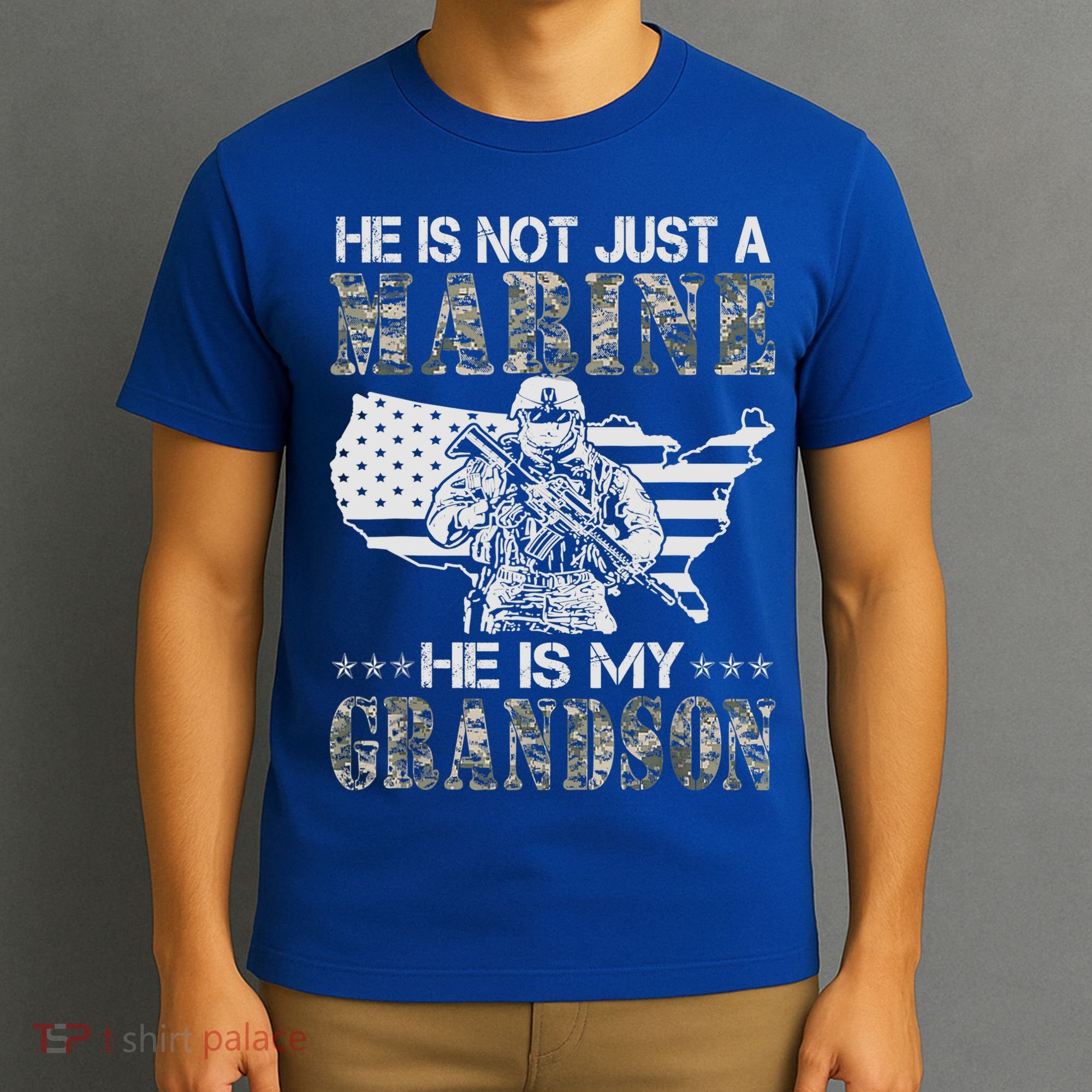 My Grandson Is A Marine Proud Gift Grandma Proud Grandpa Gift T-Shirt