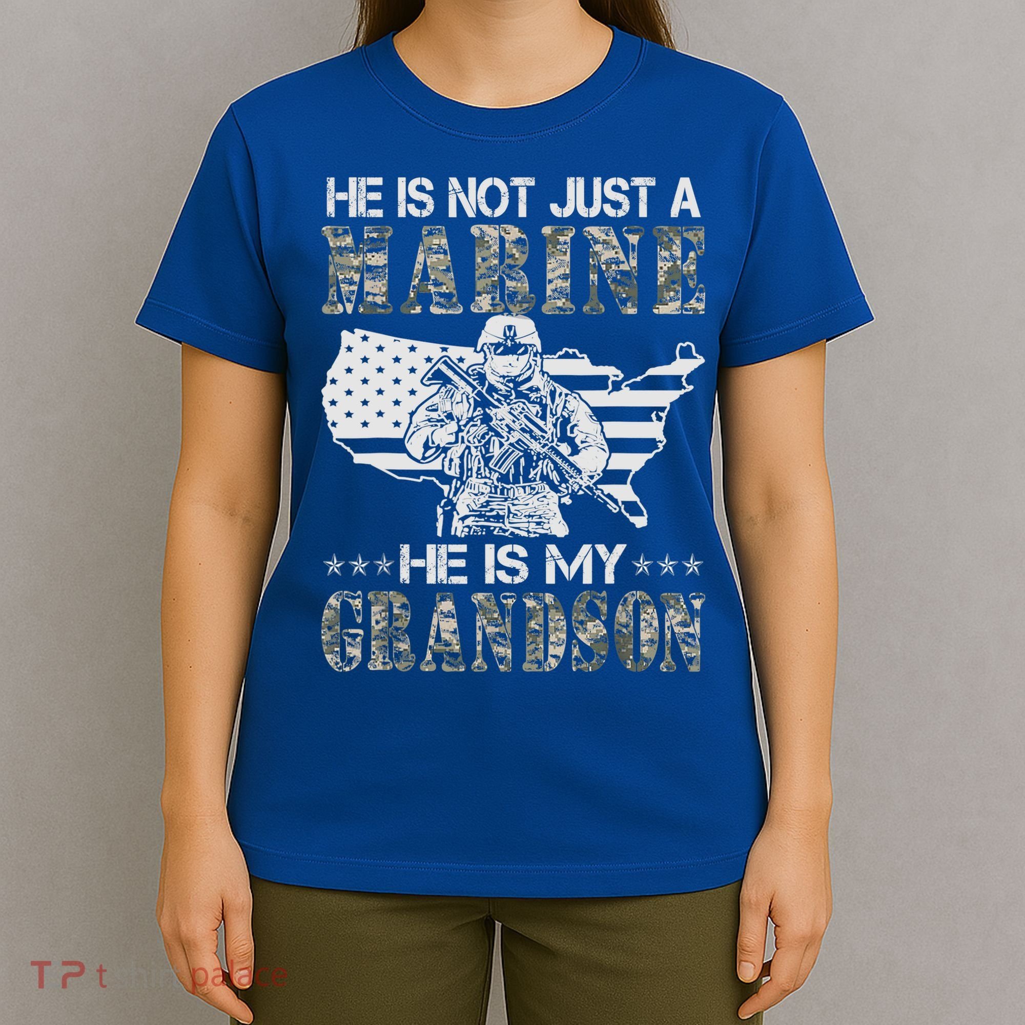 My Grandson Is A Marine Proud Gift Grandma Proud Grandpa Gift T-Shirt