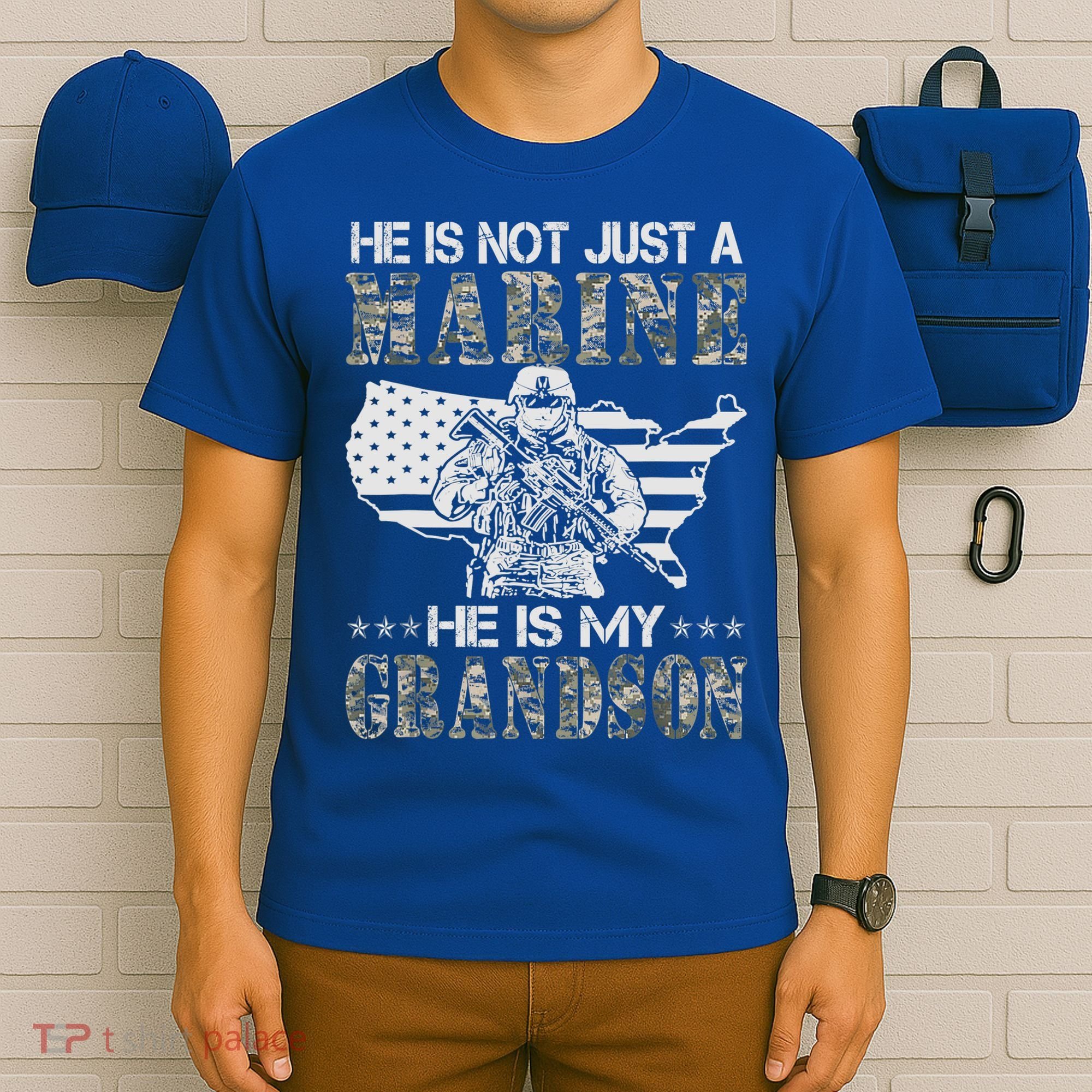 My Grandson Is A Marine Proud Gift Grandma Proud Grandpa Gift T-Shirt