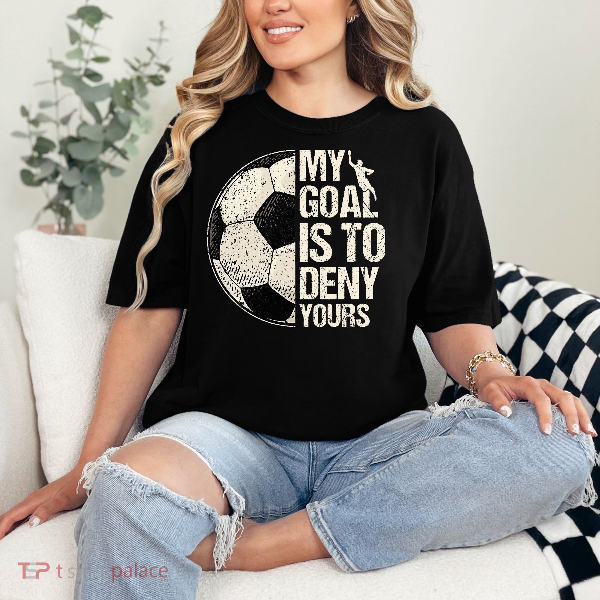 My Goal Is To Deny Yours Soccer Goalie Distressed Goalkeeper Comfort Colors T-Shirt