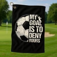My Goal Is To Deny Yours Soccer Goalie Distressed Goalkeeper Golf Towel thumb 1