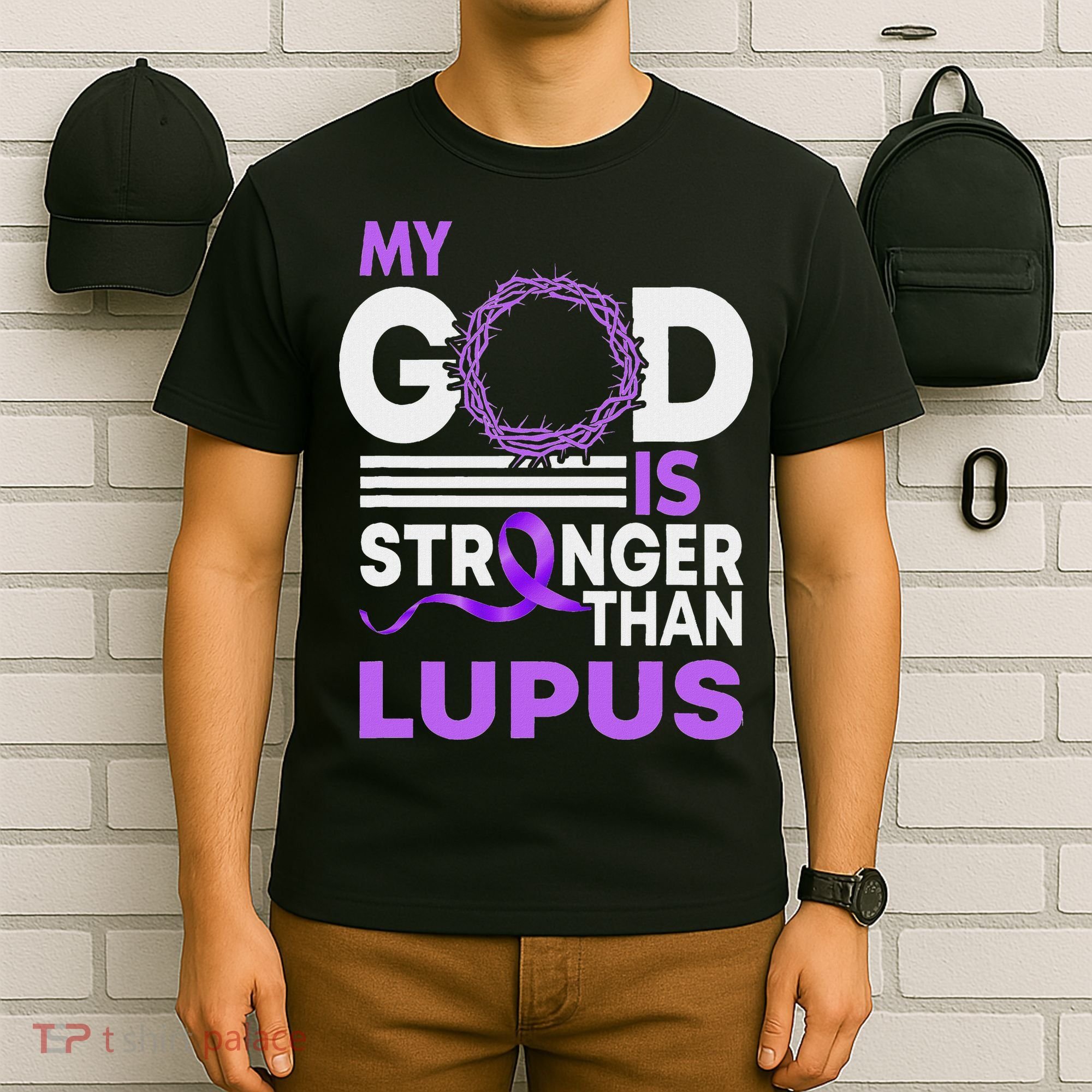 My God Is Stronger Than Lupus Awareness Ribbon T-Shirt