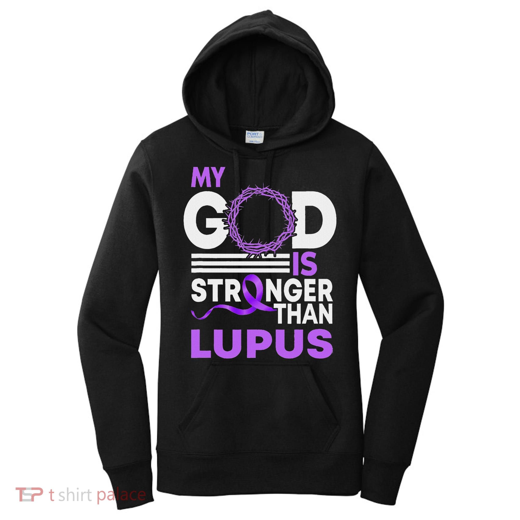 My God Is Stronger Than Lupus Awareness Ribbon Women's Hoodie
